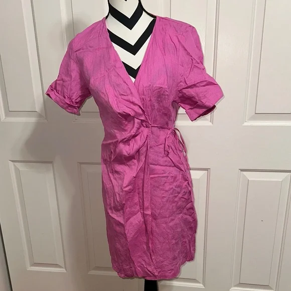 & Other Stories | Dresses | Other Stories Pink Linen Wrap Dress | Poshmark
